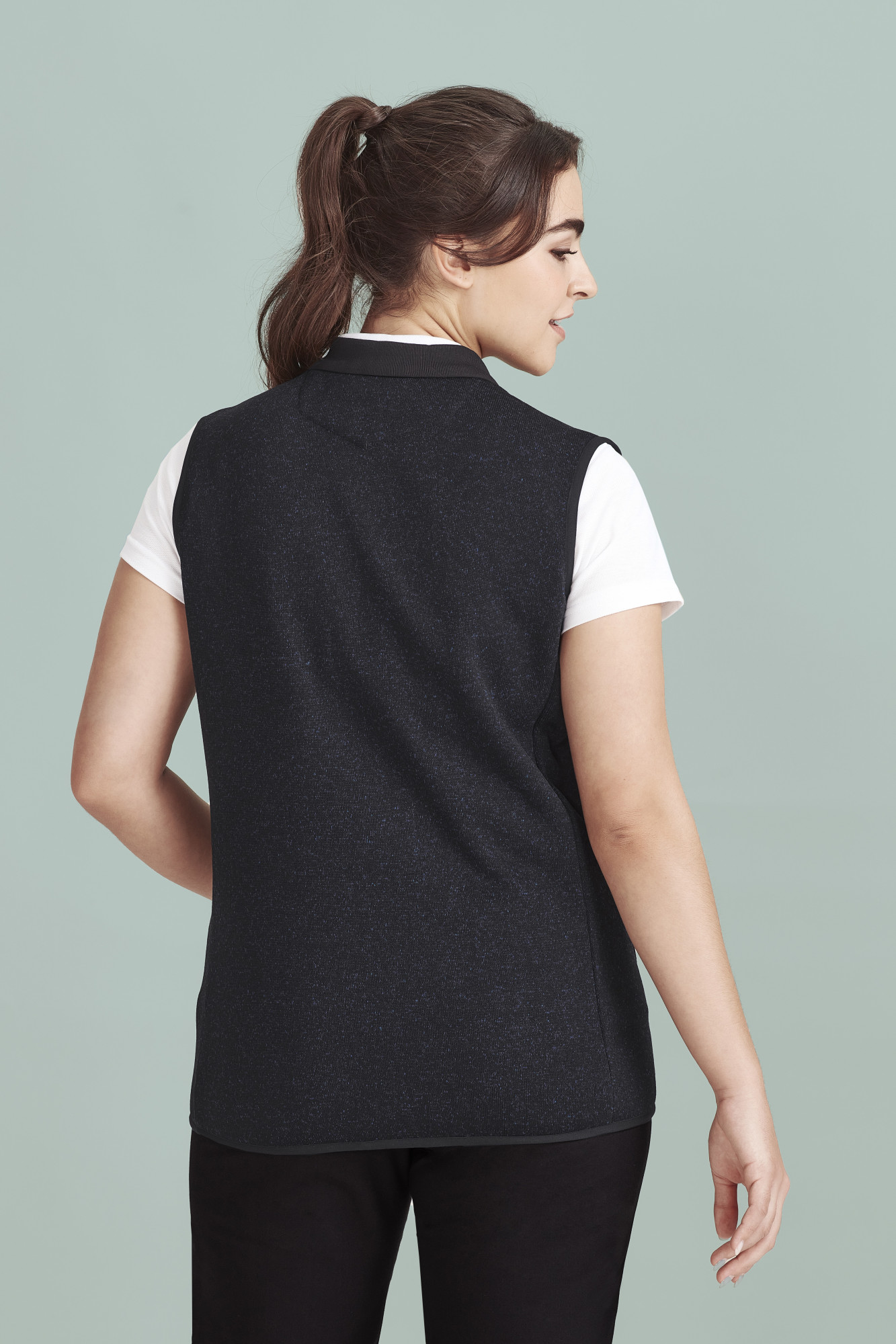 Womens Nova Zip Front Vest Black Marley - Image 3