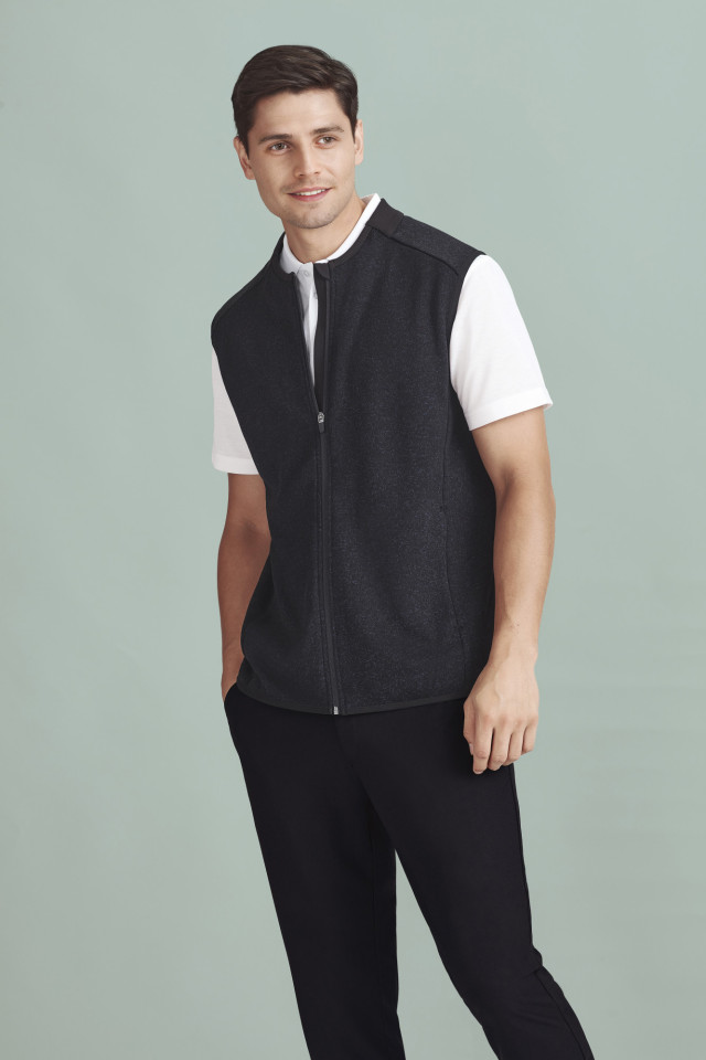 Mens Nova Zip Front Vest Black Marley - Image 2