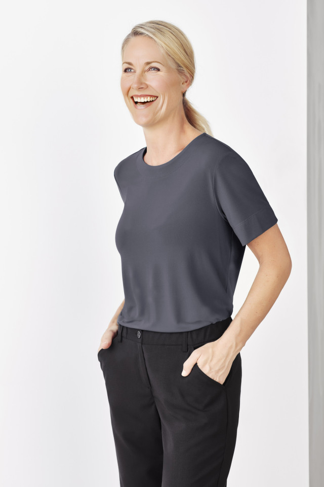 Womens Marley Short Sleeve Jersey Top Charcoal - Image 2
