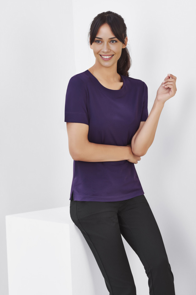 Womens Marley Short Sleeve Jersey Top Purple - Image 2