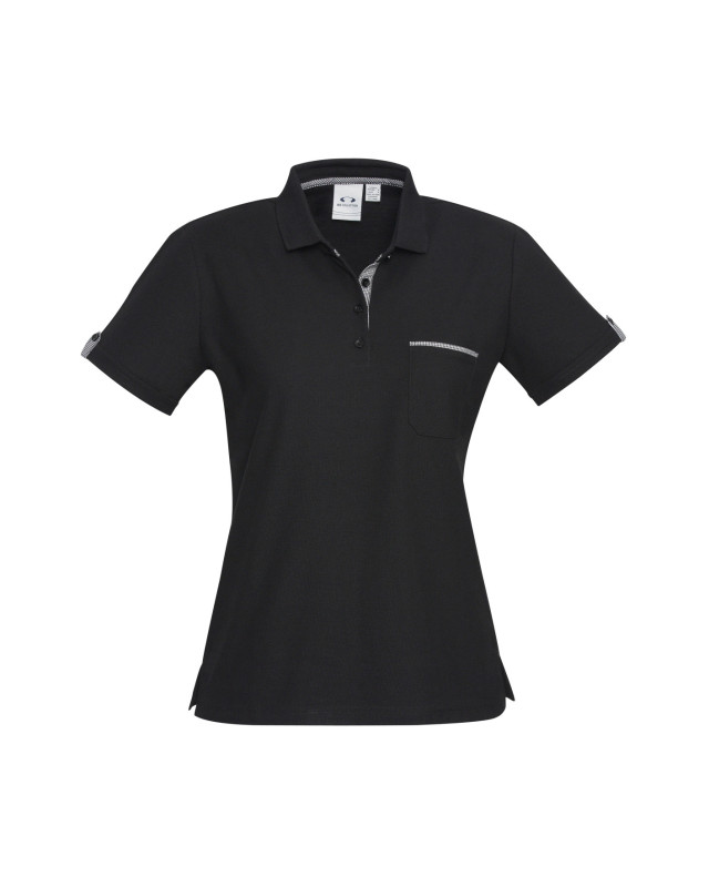Womens Edge Short Sleeve Polo Black/Check