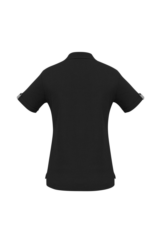 Womens Edge Short Sleeve Polo Black/Check - Image 3
