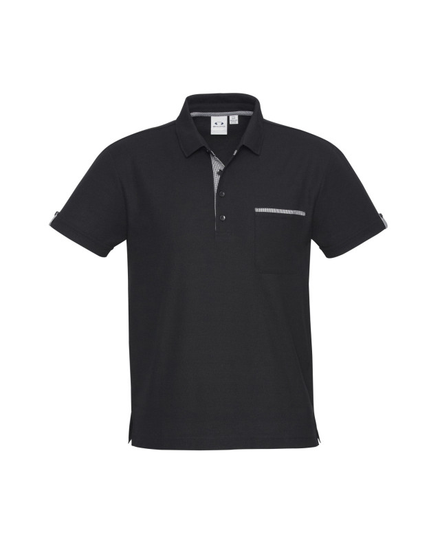 Mens Edge Short Sleeve Polo Black/Check