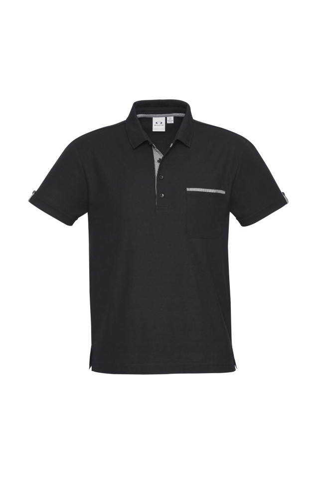Mens Edge Short Sleeve Polo Black/Check