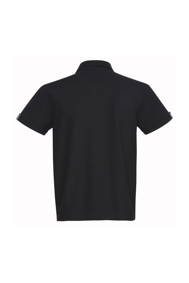 Mens Edge Short Sleeve Polo Black/Check - Image 3