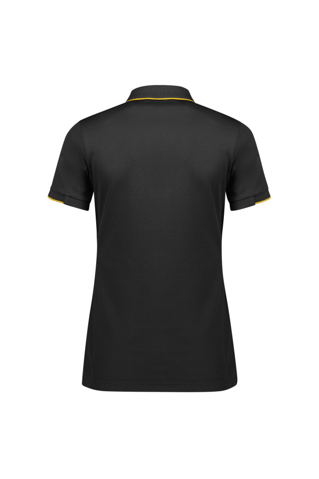 Womens Focus Short Sleeve Polo Black/Gold - Image 3