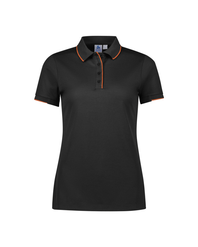 Womens Focus Short Sleeve Polo Black/Orange