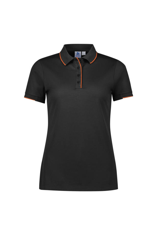 Womens Focus Short Sleeve Polo Black/Orange