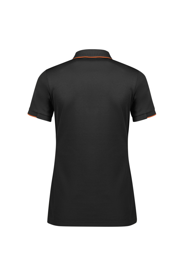 Womens Focus Short Sleeve Polo Black/Orange - Image 3