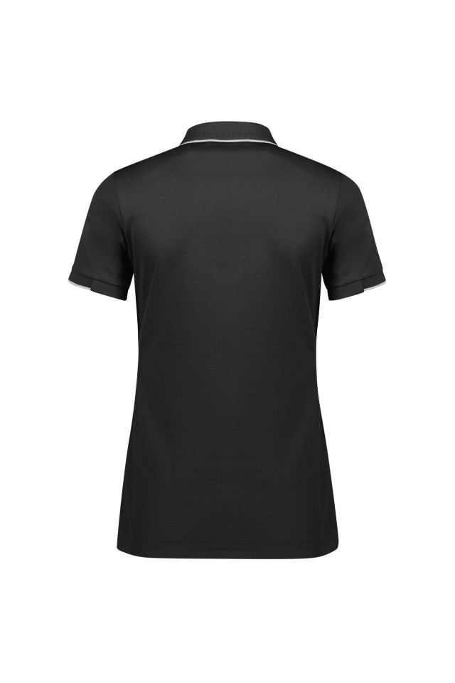 Womens Focus Short Sleeve Polo Black/White - Image 3