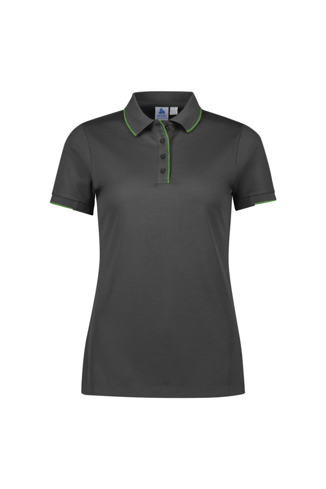 Womens Focus Short Sleeve Polo Grey/Fluoro Lime