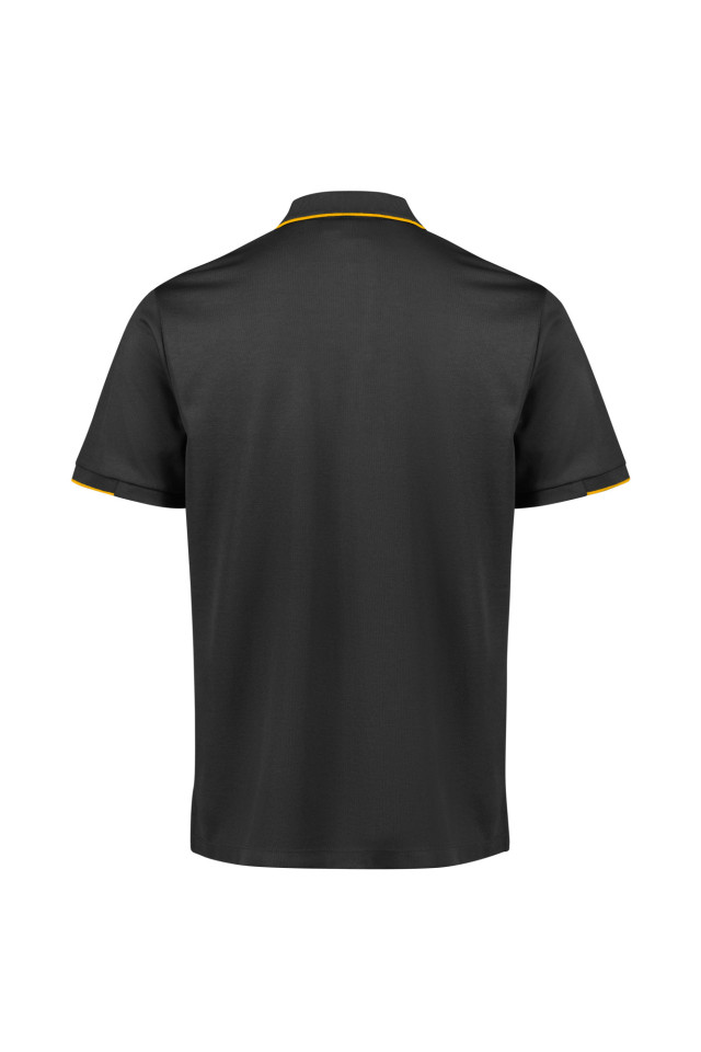 Mens Focus Short Sleeve Polo Black/Gold - Image 3