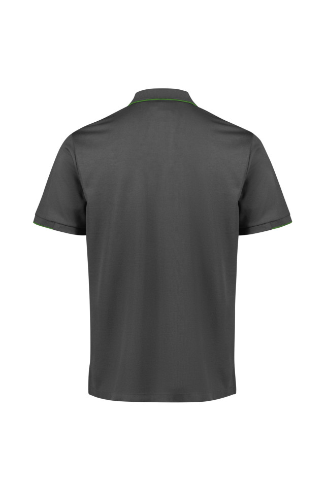 Mens Focus Short Sleeve Polo Grey/Fluoro Lime - Image 3