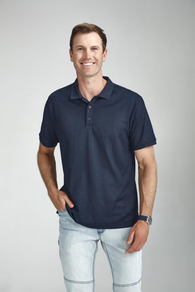 Mens Focus Short Sleeve Polo Navy/White - Image 2