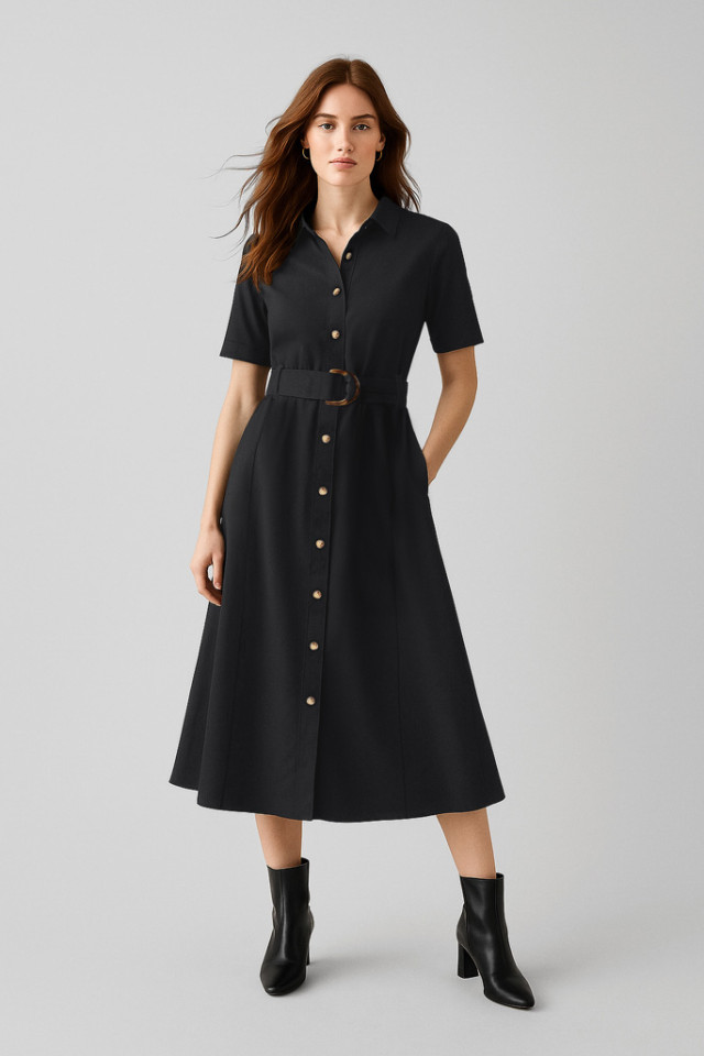Womens Adele Midi Dress Black - Image 2