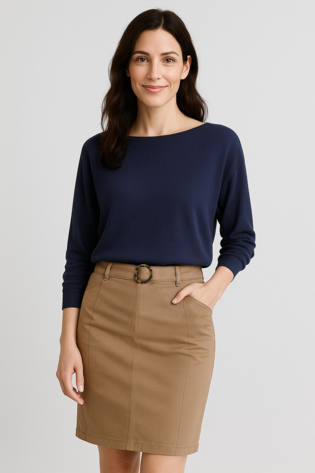 Womens Skye Batwing Sweater Top Navy - Image 2
