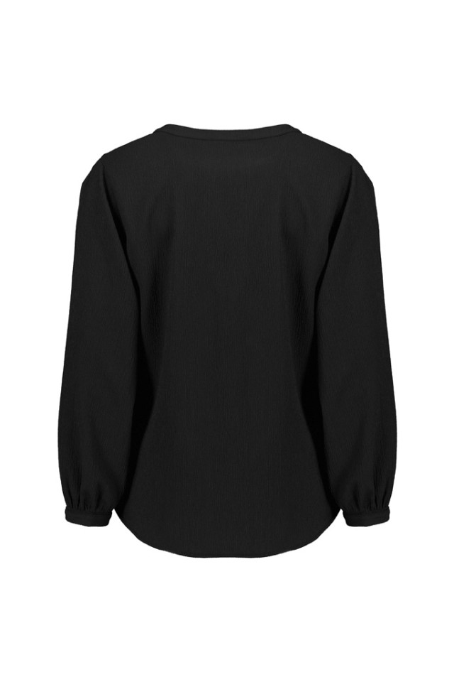 Womens Ruche Long Sleeve Blouse Black - Image 3