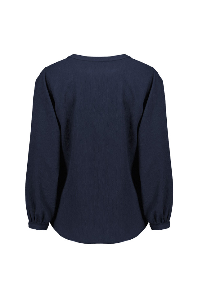 Womens Ruche Long Sleeve Blouse Navy - Image 3