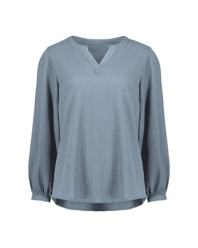 Womens Ruche Long Sleeve Blouse Powder Blue