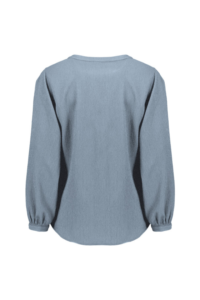 Womens Ruche Long Sleeve Blouse Powder Blue - Image 3