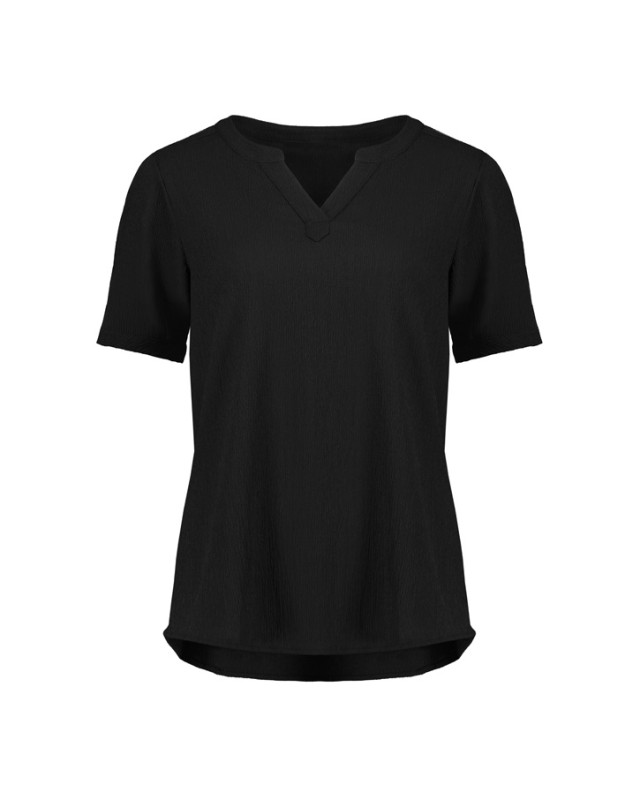 Womens Ruche Short Sleeve Blouse Black