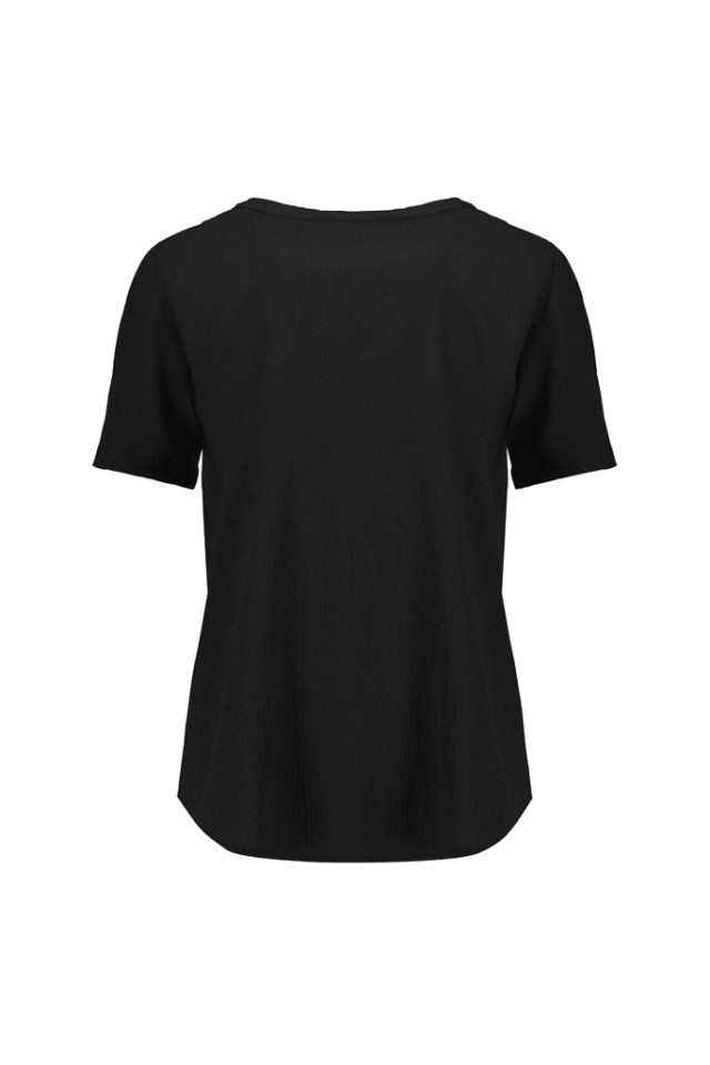 Womens Ruche Short Sleeve Blouse Black - Image 4