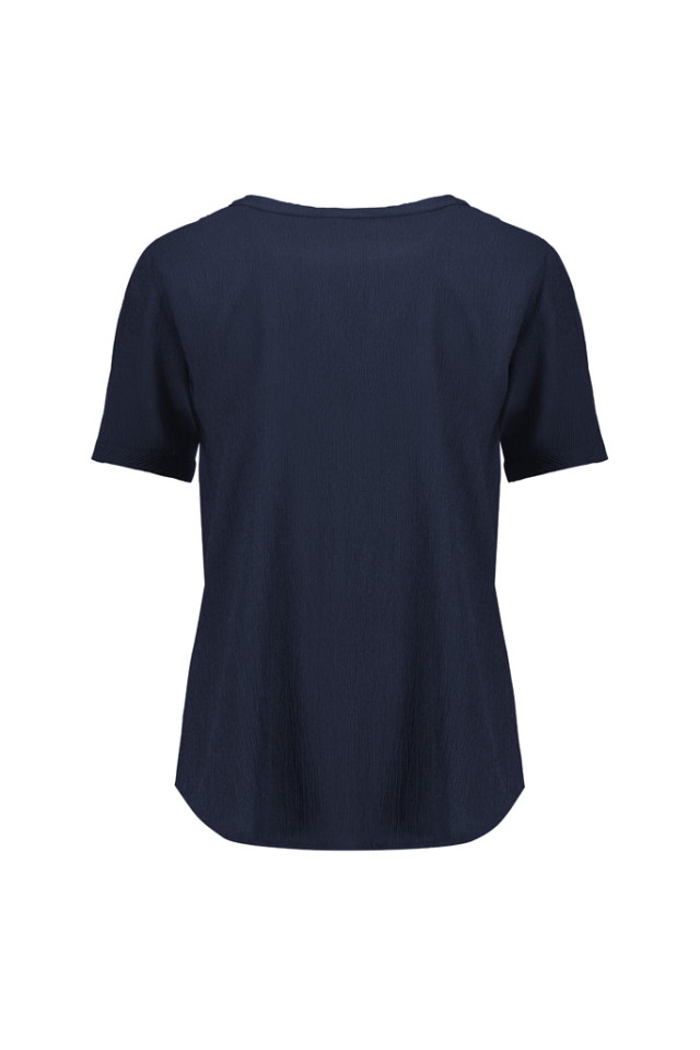 Womens Ruche Short Sleeve Blouse Navy - Image 3