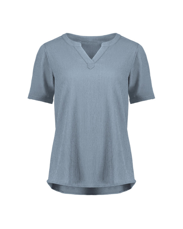 Womens Ruche Short Sleeve Blouse Powder Blue