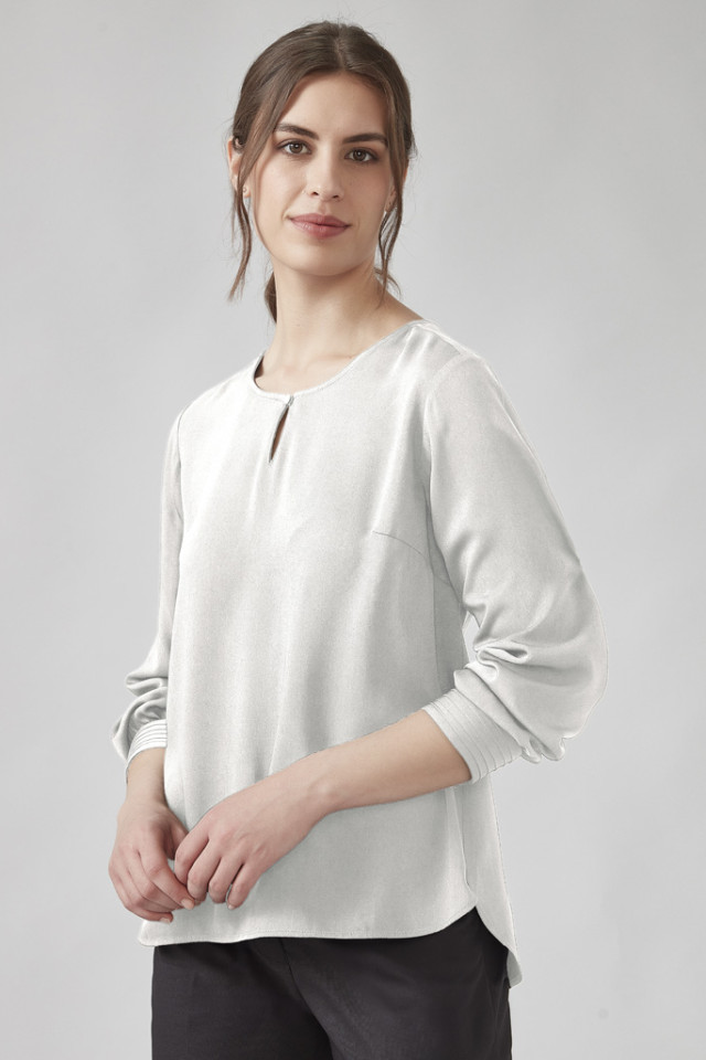 Womens Evelyn Long Sleeve Blouse Ivory - Image 2
