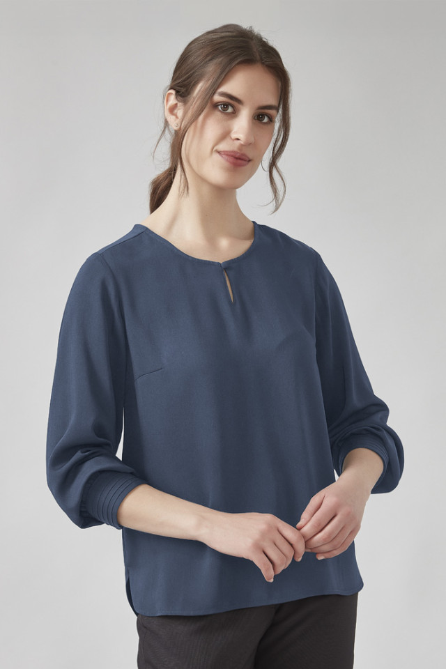 Womens Evelyn Long Sleeve Blouse Mineral Blue - Image 2