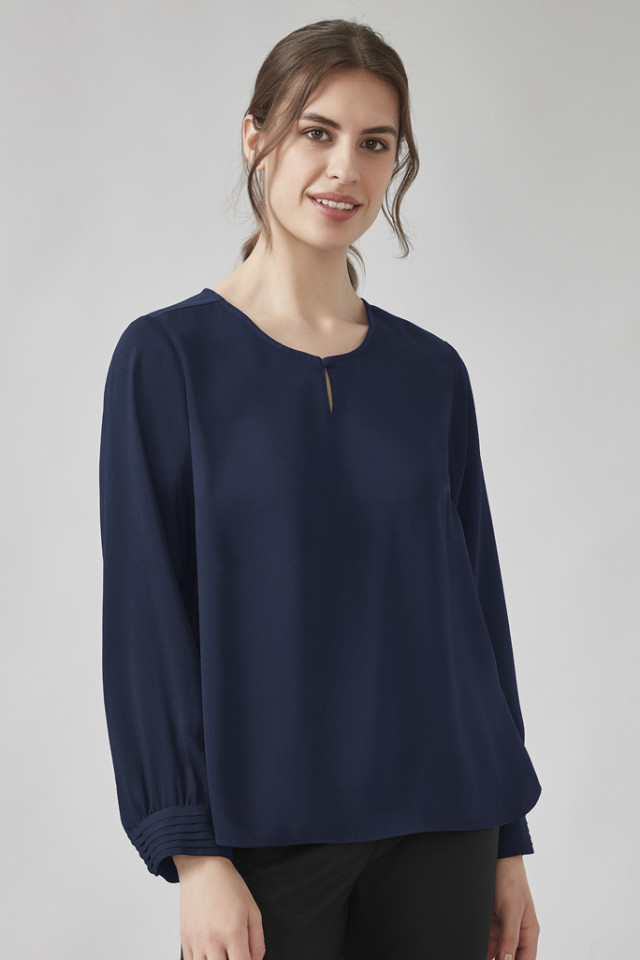 Womens Evelyn Long Sleeve Blouse Navy - Image 2