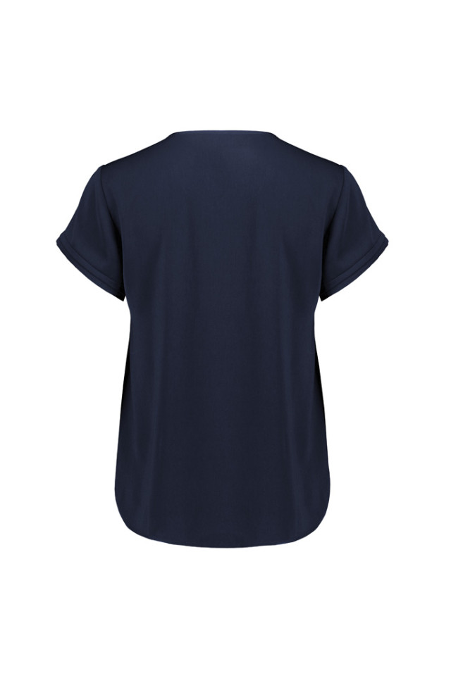 Womens Evelyn Short Sleeve Blouse Navy - Image 3