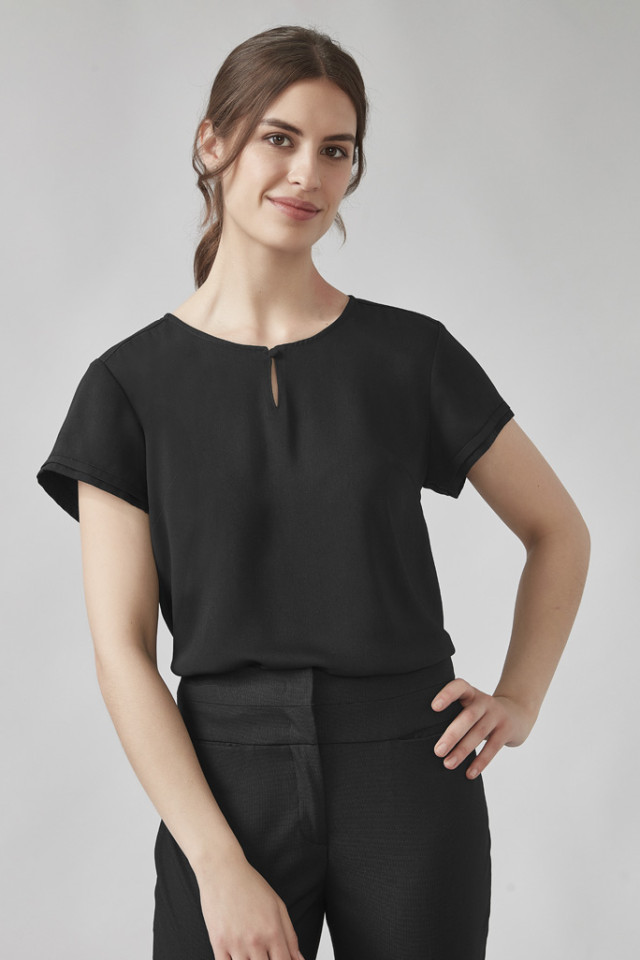 Womens Evelyn Short Sleeve Blouse Black - Image 2