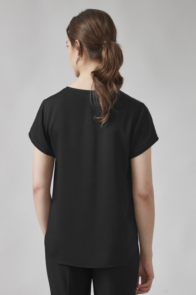 Womens Evelyn Short Sleeve Blouse Black - Image 3