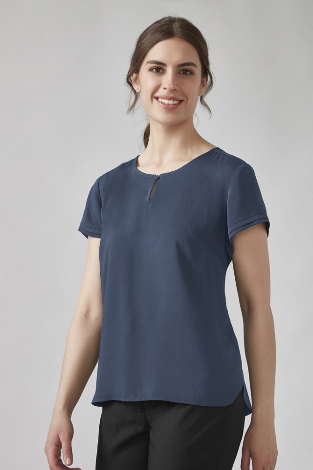 Womens Evelyn Short Sleeve Blouse Mineral Blue - Image 2