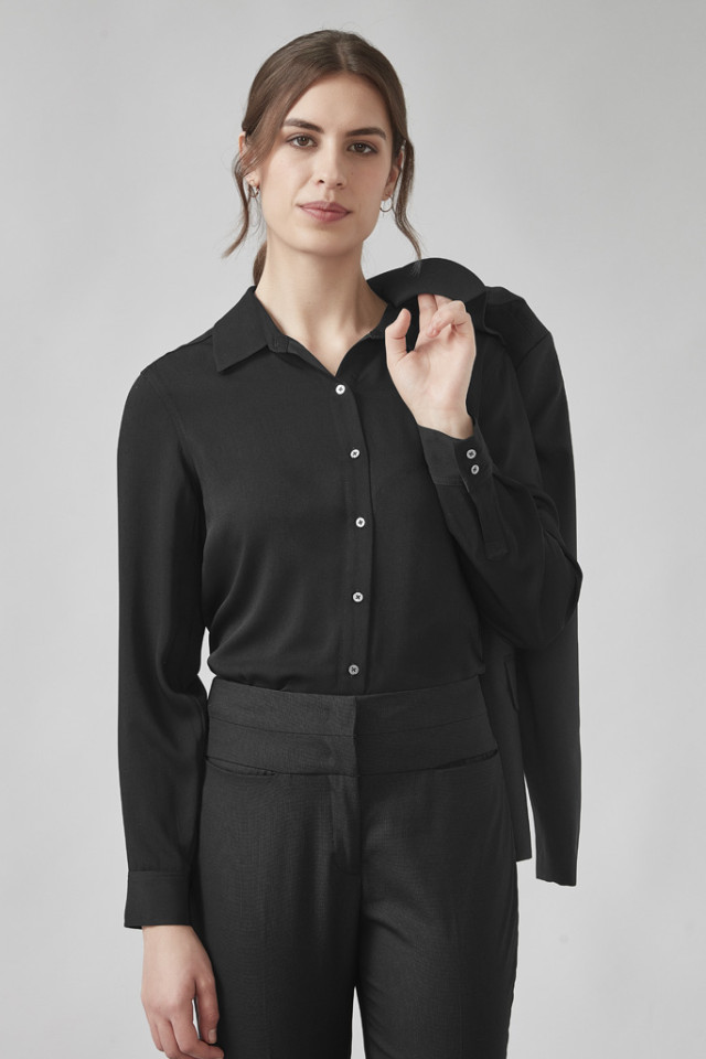 Womens Evelyn Long Sleeve Shirt Black - Image 3