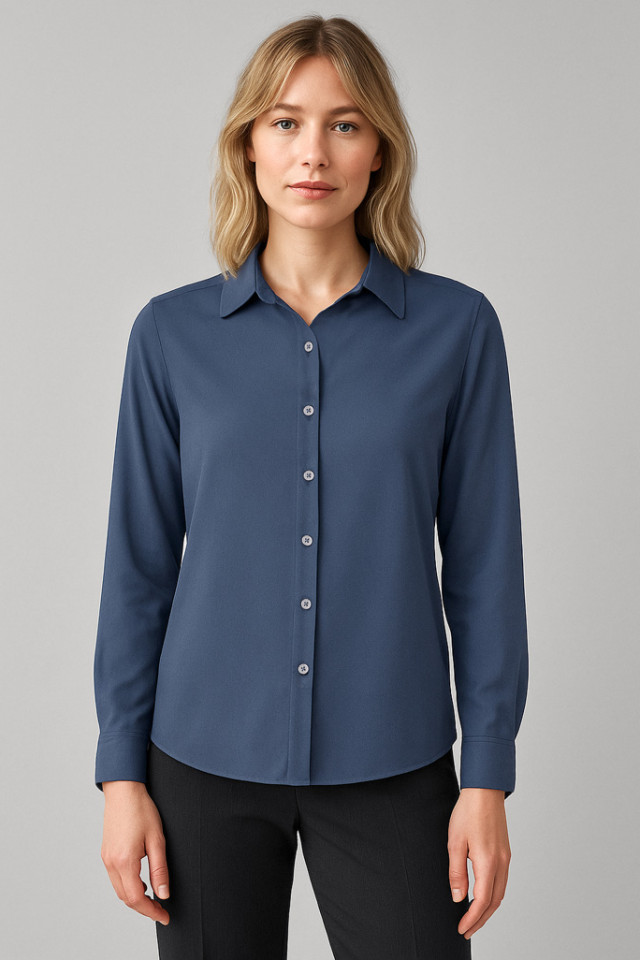 Womens Evelyn Long Sleeve Shirt Mineral Blue - Image 2