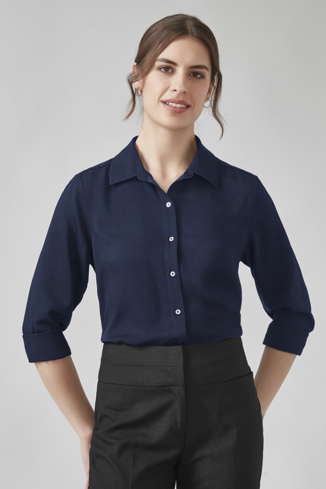 Womens Evelyn Long Sleeve Shirt Navy - Image 2