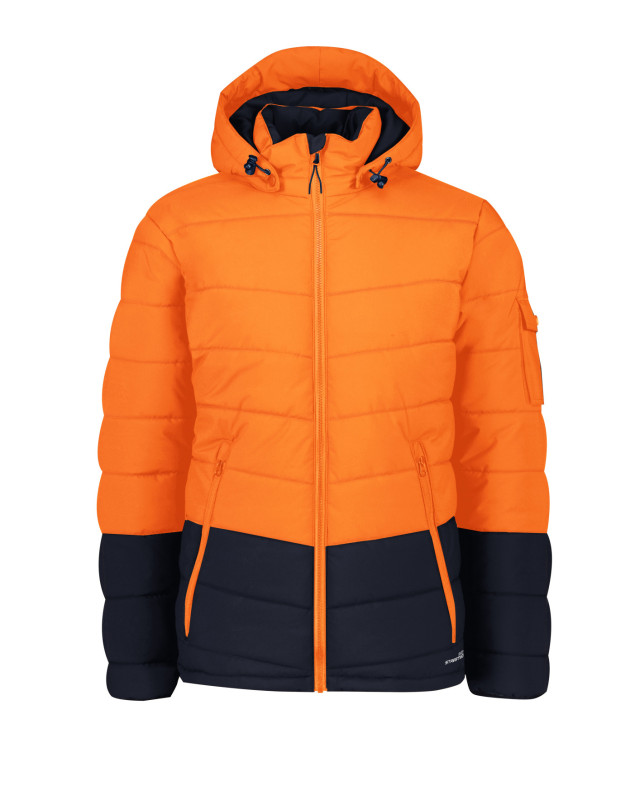 Unisex Streetworx Hooded Puffer Jacket Orange/Navy