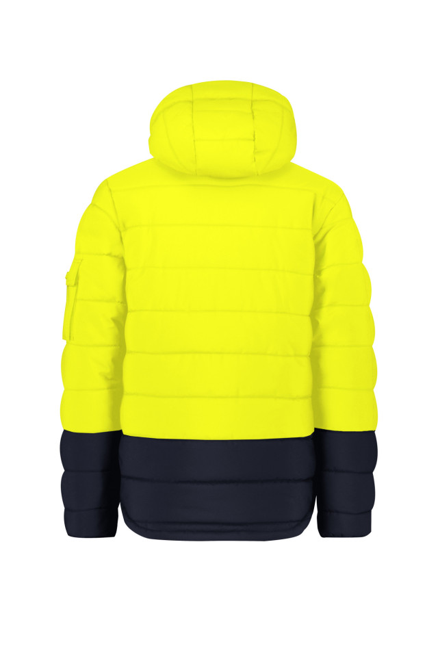 Unisex Streetworx Hooded Puffer Jacket Yellow/Navy - Image 3