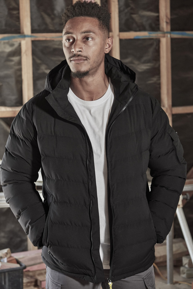 Unisex Streetworx Hooded Puffer Charcoal Blue - Image 2
