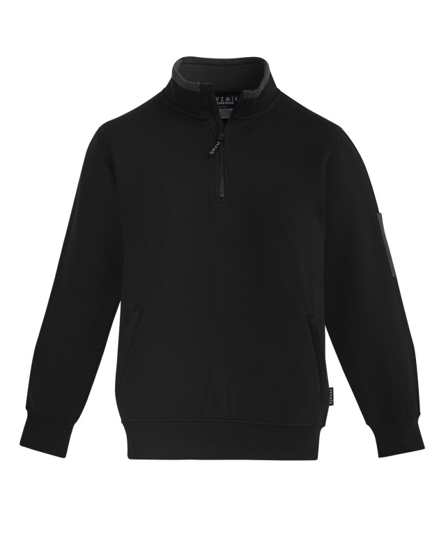 Unisex 1/4 Zip Brushed Fleece Pullover Black/Charcoal