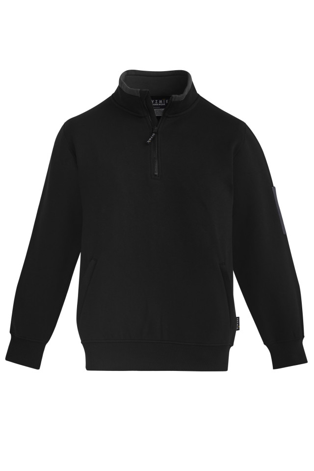 Unisex 1/4 Zip Brushed Fleece Pullover Black/Charcoal