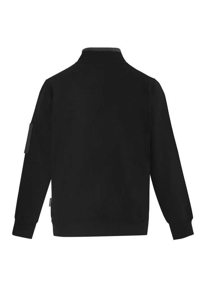 Unisex 1/4 Zip Brushed Fleece Pullover Black/Charcoal - Image 4