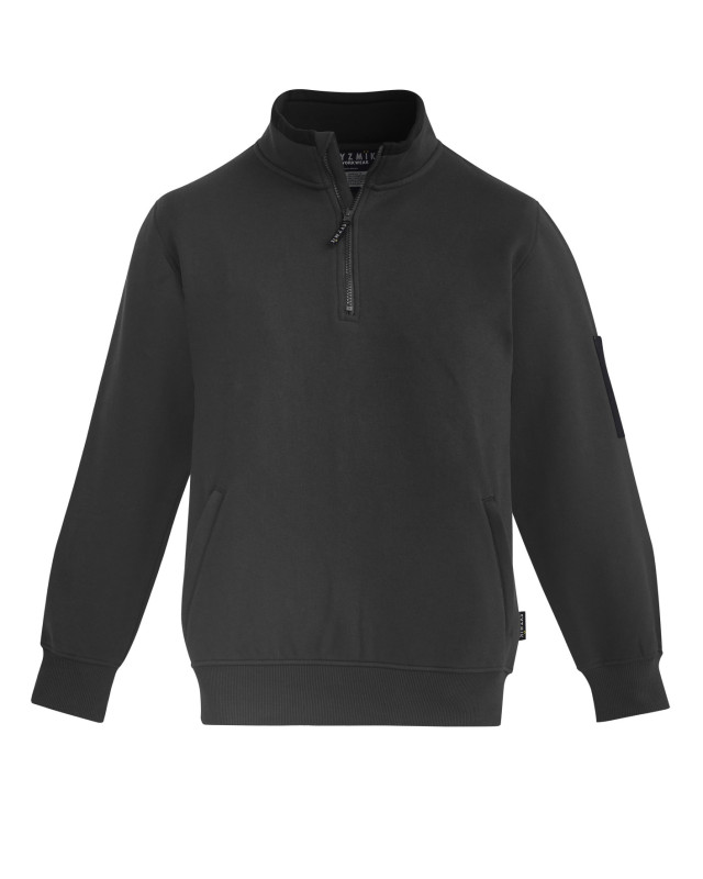 Unisex 1/4 Zip Brushed Fleece Pullover Charcoal/Black
