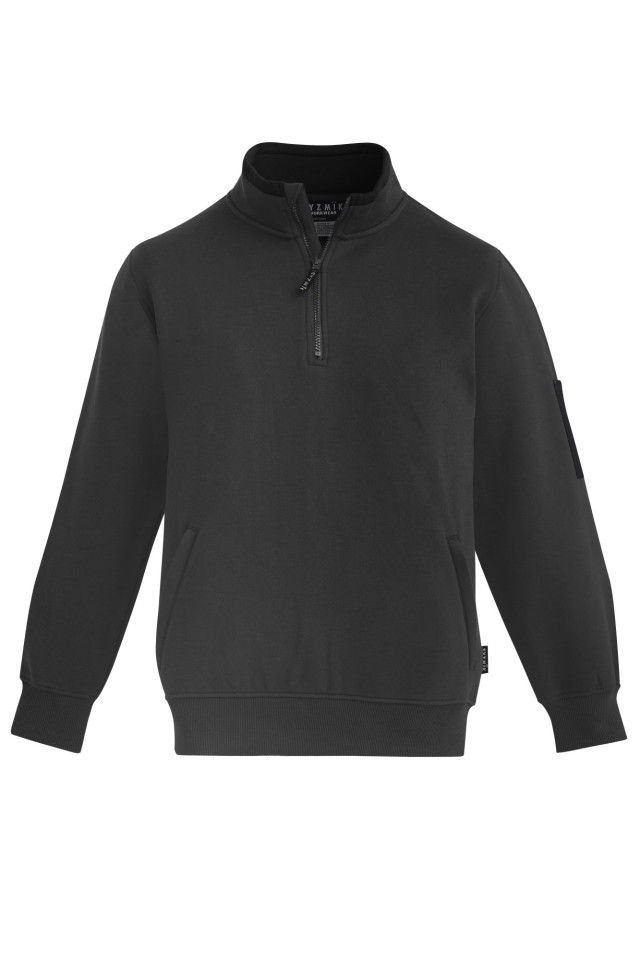 Unisex 1/4 Zip Brushed Fleece Pullover Charcoal/Black