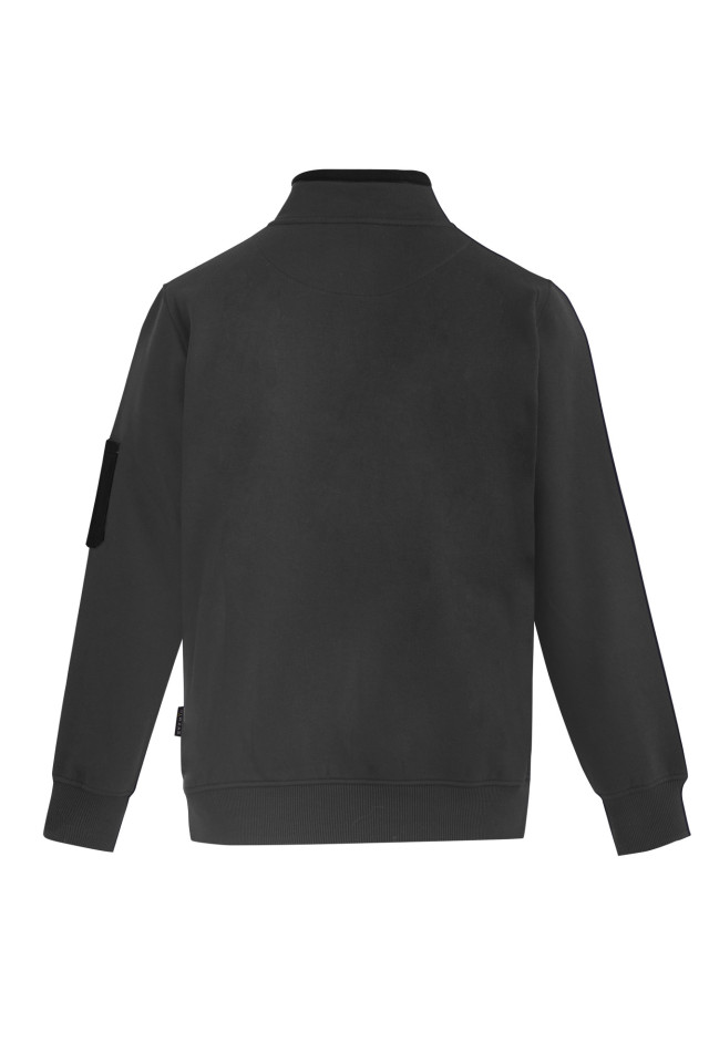 Unisex 1/4 Zip Brushed Fleece Pullover Charcoal/Black - Image 4