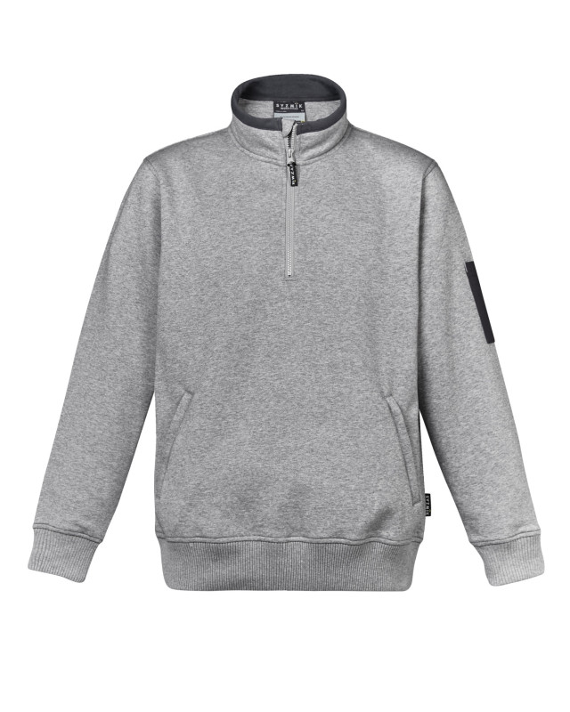 Unisex 1/4 Zip Brushed Fleece Pullover Grey Marle/Charcoal