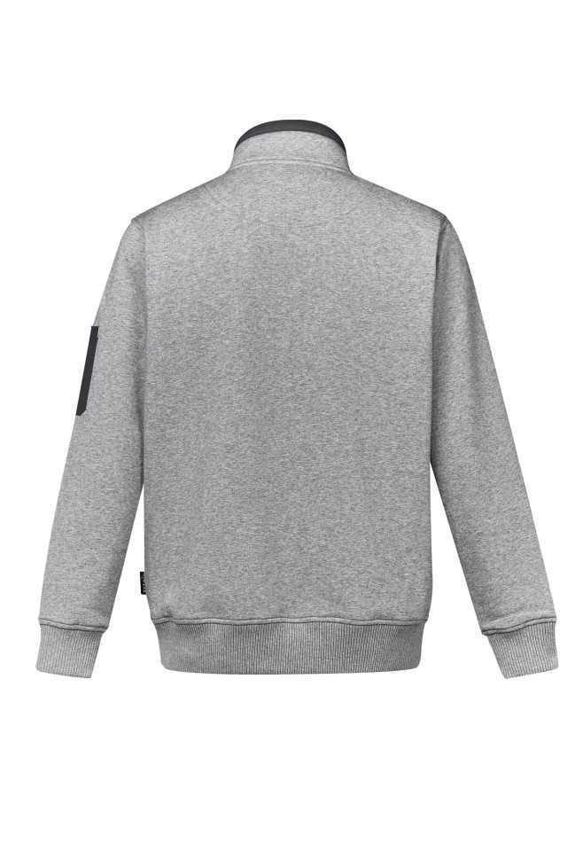 Unisex 1/4 Zip Brushed Fleece Pullover Grey Marle/Charcoal - Image 4