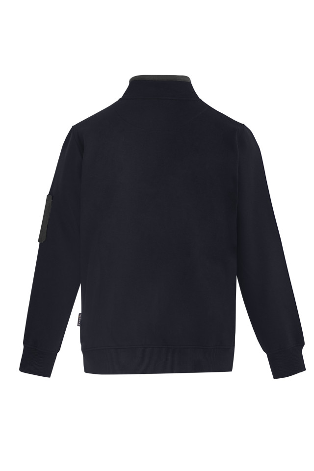 Unisex 1/4 Zip Brushed Fleece Pullover Navy/Charcoal - Image 4